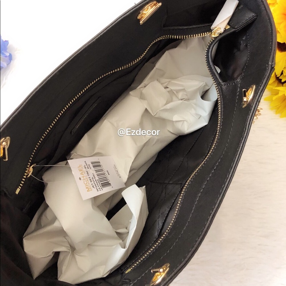 🌸NWT Michael Kors Jet Set Chain Tote Black - Picture 7 of 8